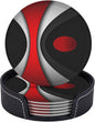 Black in Modern Abstract Red Leather Drinks Coasters by Unknown