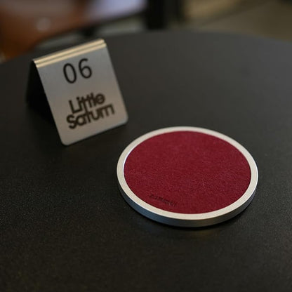 Red Metal Coaster Set, 3 Absorbent Felt Pads, Non-Slip - Image 8