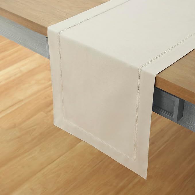 Solino Home Cotton Linen Dining Table Runner Linen Hemstitch, 14 x 132 in | - Image 2