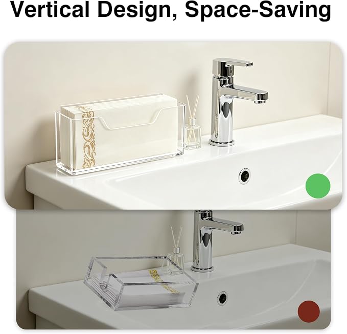 Kordory Clear Acrylic Vertical Guest Towel Holder, Medium Napkin Holder | - Image 6
