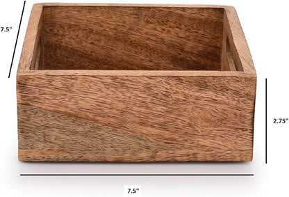 Square Burning Finish Mango Wood Napkin Holder - Image 5