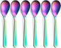 Matte Rainbow Demitasse Espresso Teaspoons, Stainless Steel Satin Finish Coffee Spoons, 4.7-inch, Set of 6