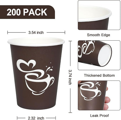 Clawsoff 10 oz 200 count Disposable Coffee Cups Hot Paper Cups Brown | - Image 2