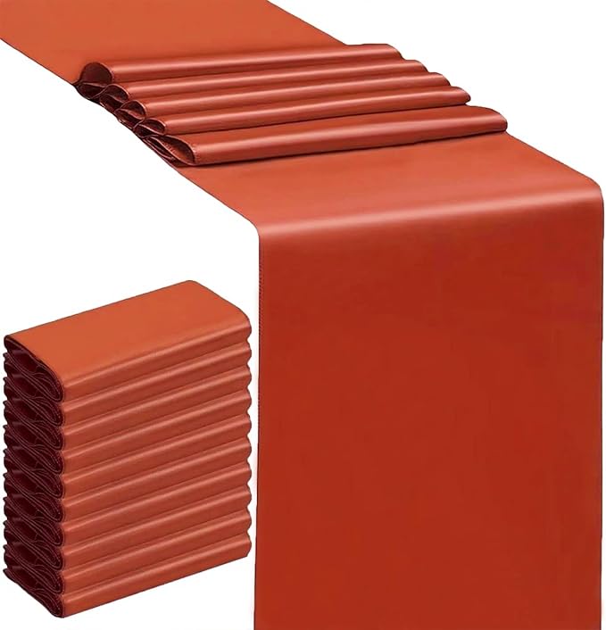 Pack of 10 Satin Terracotta Table Runners 12 x 108 Inches Table Runner by SINSSOWL