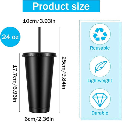 30 Pack Plastic Tumblers with Lids and Straw, Reusable Black Tumblers Bulk - Image 2