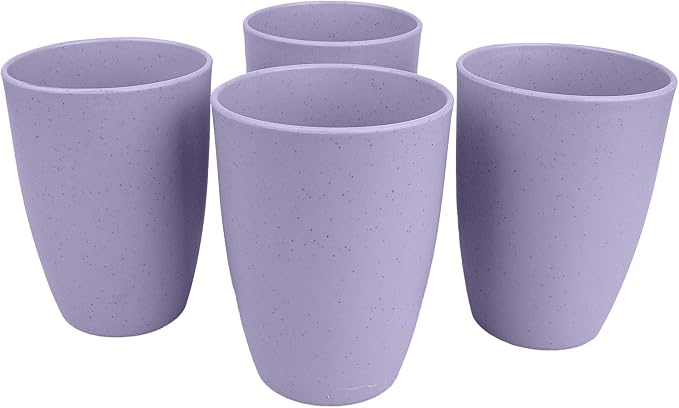 Wheat Straw Cups set of 4, Unbreakable Drinking Cup | 12 Oz Reusable Cups by Soptalles
