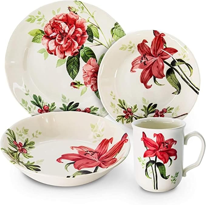 Tudor Royal 16-Piece Round Porcelain Dinnerware Set, Service by TudorEngland