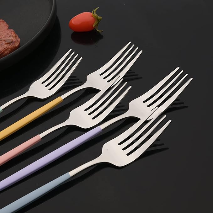 JASHII Flatware Set 24 Piece, Stainless Steel Silverware Set, Macaron Small - Image 9