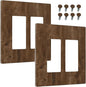 Outlet Covers Brown Rustic Wood Grain Farmhouse 2 Gang Light Switch Cover Double Rocker Wall Plate Decorative GFCI Receptacle Electrical Switchplate for Cabin Bedroom Decor（2 Pack）