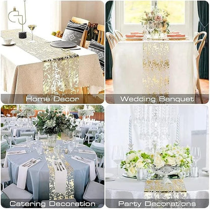 Gold Table Runner 11 Inch x 100 Feet Inches, Glitter Metallic Mesh Gold Runner - Image 6