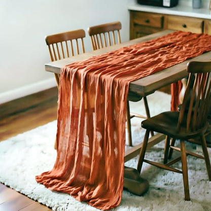 Terracotta Cheesecloth Table Runner 120 Inches 4 Pack Gauze Table Runner | - Image 3