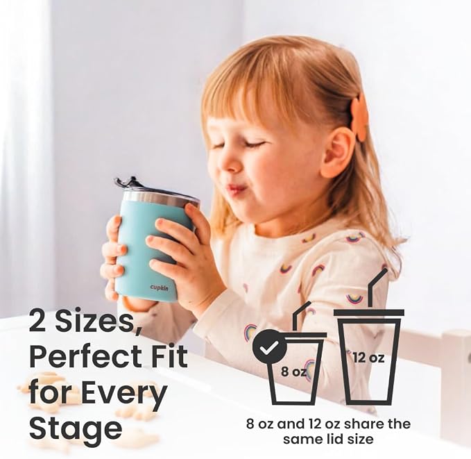 CUPKIN Kids & Toddler Cups, The Original 8 oz Stackable Stainless Steel Sippy - Image 6