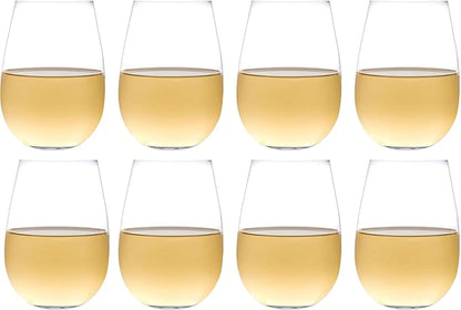 Set of 8 European-Made Stemless Wine Glasses | Named New York Times Best Stemless Glass of 2017 | 17 FL Oz. | 100% Lead-Free Crystal | Thin | Dishwasher-Safe | Gift Idea | Perfect for Everyday Use