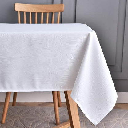 maxmill Jacquard Tablecloth Swirl Design Water Resistance Antiwrinkle Heavy Weight Soft Table Cloth for Buffet Banquet Parties Event Holiday Dinner Square 52 x 52 Inch White