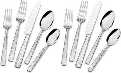 Mikasa, Oliver Gleam Flatware Service for 12, 65 Piece Set, 18/10 Stainless Steel, Silverware Set with Serving Utensils (Pack of 2)