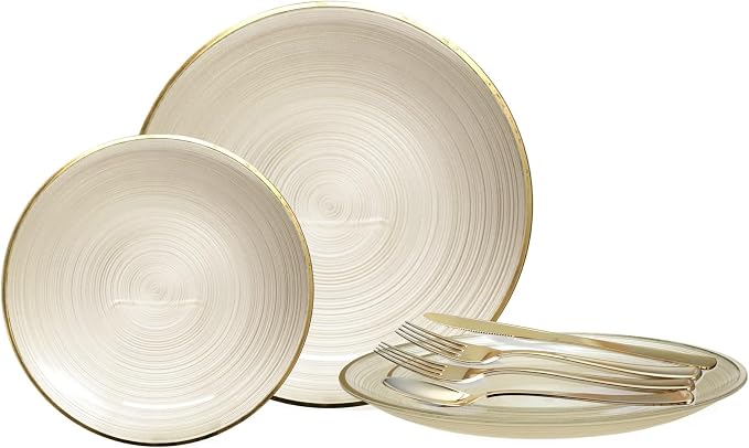 " OCCASIONS " 150 Piece set-Wedding Plastic Plates & cutlery -Disposable by OCCASIONSFINESTPLASTICTABLEWARE