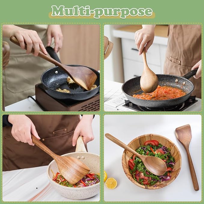 Wooden Cooking Spoon Utensils, Spoons Spatulas Set - Image 6