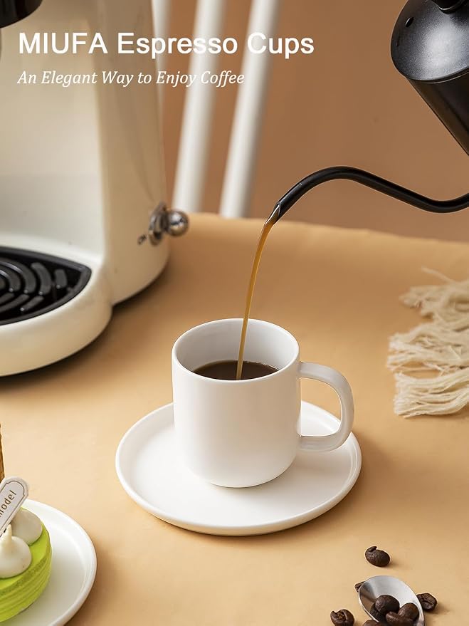 Set of 1 Espresso Cups And Saucers In Stronger Porcelain 3.5oz, Mini Coffee - Image 6