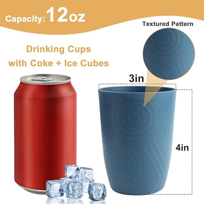 Wheat Straw Cups Set of 6, Plastic Drinking Glasses 12 OZ, Alternative to - Image 2
