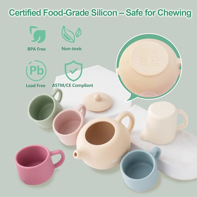 Silicone Tea Set for Toddlers Aged 0+ Months | Real or Play Tea Party Set for - Image 3