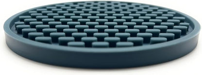 Happitasa 4.25 Inch Bar Mat Style Silicone Beverage Coasters, Set of 6 with Holder (Smoky Blue)