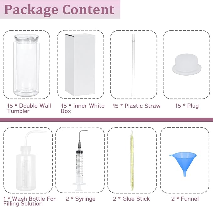 Maucircol 15 Pack Acrylic Snow Globe Tumbler, 20 Oz Pre Drilled Double Wall - Image 2