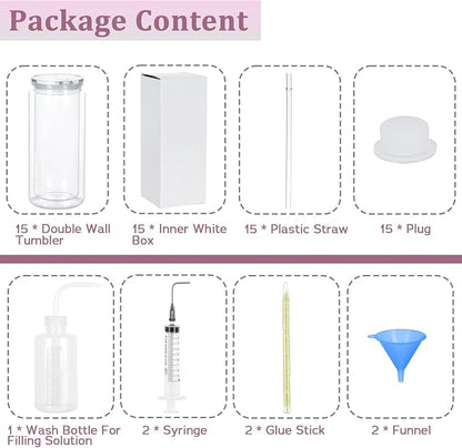 Maucircol 15 Pack Acrylic Snow Globe Tumbler, 20 Oz Pre Drilled Double Wall - Image 2