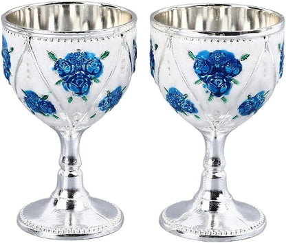2 Pcs Vintage Metal Wine Cups, Alloy Embossed Mini Goblets, 2.76 x 1.69 in by Unknown
