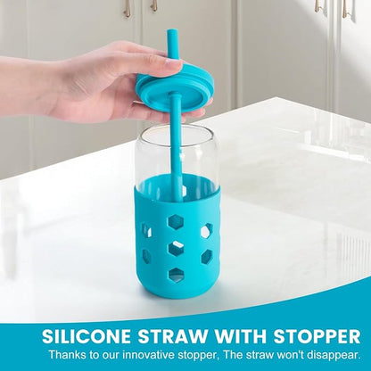 Mrsdry 16 oz Glass Cups with Lids and Straws - Image 7