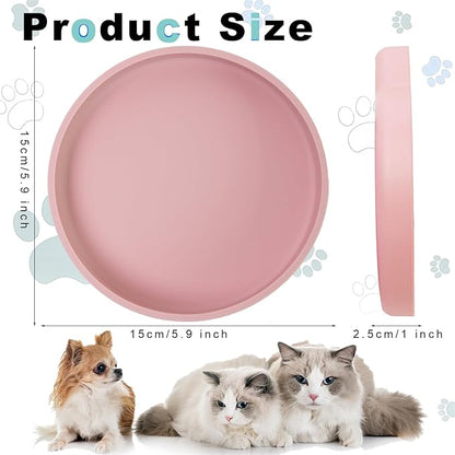 Silicone Dog Bowl Shallow Cat Food Bowls, 6 Inch Wide Cat Bowls Whisker Friendly, No Spill Less Mess Dog Plates for Dry and Wet Food, Set of 2 Puppy Bowls for Small Dogs and Cats