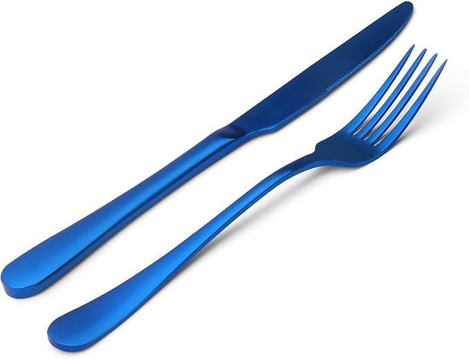 Matte Blue Silverware Set, Satin Finish 20-Piece Stainless Steel Flatware Set - Image 3