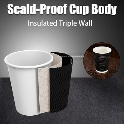 Lamosi 12 oz Disposable Coffee Cups 120 Pack Insulated Corrugated Paper Cup | - Image 3