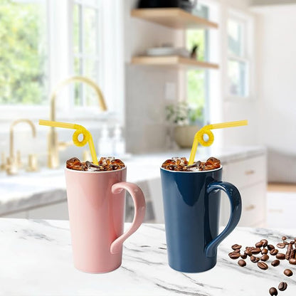 20 OZ Simple Pure Pink Blue Mug Plain Large Tall Ceramic Milk Tea Coffee Mug - Image 4
