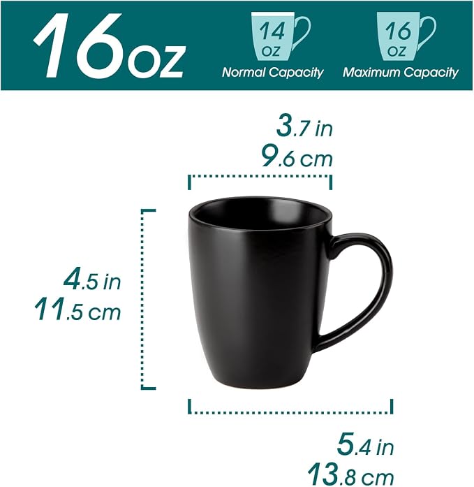 vancasso PLAYA Ceramic Coffee Mug Set of 6, 16 Oz Tea Cups - Image 2