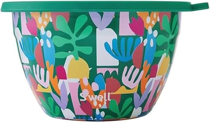 S’well Stainless Steel 64oz Salad Bowl Kit, Paper Cutouts Design, Includes 2oz by Swell
