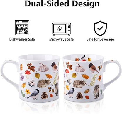 Autumn Animals Coffee Mug, 12 oz New Bone China Mug - Image 5