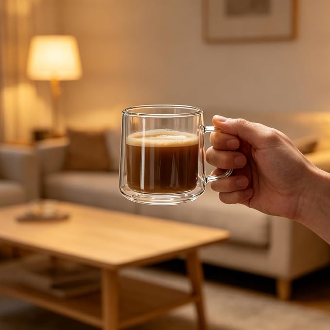 CNGLASS 10oz Glass Coffee Mugs, Double Wall Insulated Glass Mugs - Image 6