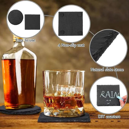 36pcs Black Slate Coasters Bulk Set 18 Round & 18 Square 4Inch Stone Coasters - Image 2