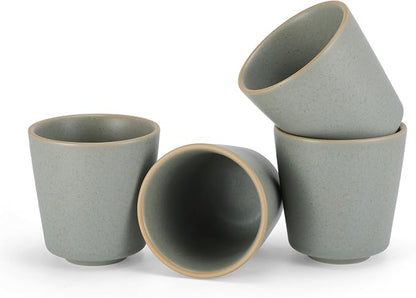 6.7 Ounce Janpanese Tea Cup Set of 4, Matte Grey | Ceramic Matcha Cup by Renewrevital