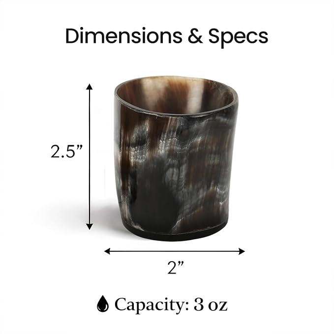 Handicrafts Home Handmade Horn Shot Glasses Set of 6, 3 oz Natural Viking - Image 5