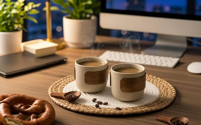Ceramic Espresso Cups Set of 4, Natural Beige | Handleless Mug, - Image 7