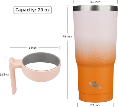 Konokyo 20 oz Tumbler with Handle and Straw, Insulated Travel Mug | Coral; - Image 4