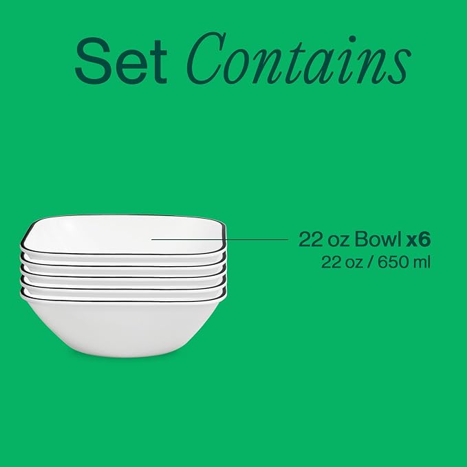 Corelle Vitrelle 6-Piece Cereal Soup Bowls, Triple Layer Glass and Chip - Image 3
