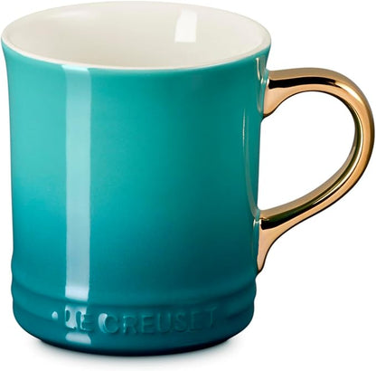Le Creuset Stoneware Vancouver Mug, 14 oz., Riviera/Gold Metallic Handle by Unknown