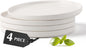 MIAMIO – Ceramic Dinner Plates Set for 4 People/Ceramic Dinnerware 4-Piece, Modern Stoneware, Dishwasher & Microwave Safe – Luxe Collection (White, 8 Inch)