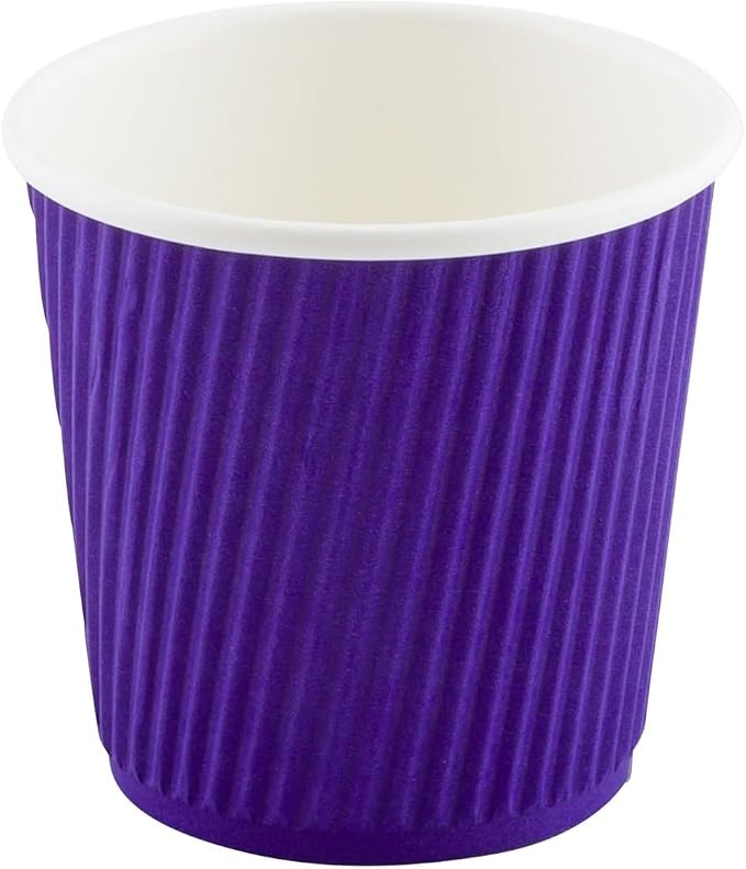 Restaurantware Ripple Wall Coffee Cups 500 Count 4 Ounce Insulated Royal Purple - Image 2
