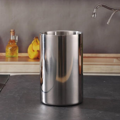 Double Wall Utensil Holder - 304 Stainless Steel Sleek Kitchen Utensil Holder for Countertop, Spatula Spoon Storage Organizer, Large Cooking Utensil Caddy Counter, Shining Utensil Crock, Mirror Polish