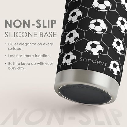 SANDJEST Soccer Stainless Steel Tumbler 20oz, Insulated Travel Coffee Cup - Image 4