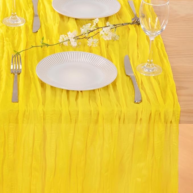 Yellow Guaze Cheesecloth Table Runner Rustic Table Decor 10ft | Lightweight - Image 5