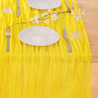 Yellow Guaze Cheesecloth Table Runner Rustic Table Decor 10ft | Lightweight - Image 5